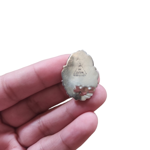 VHC Sterling Silver Many Goats Navajo Pink Mussel Clip On Earrings 1.25" - Picture 3 of 3